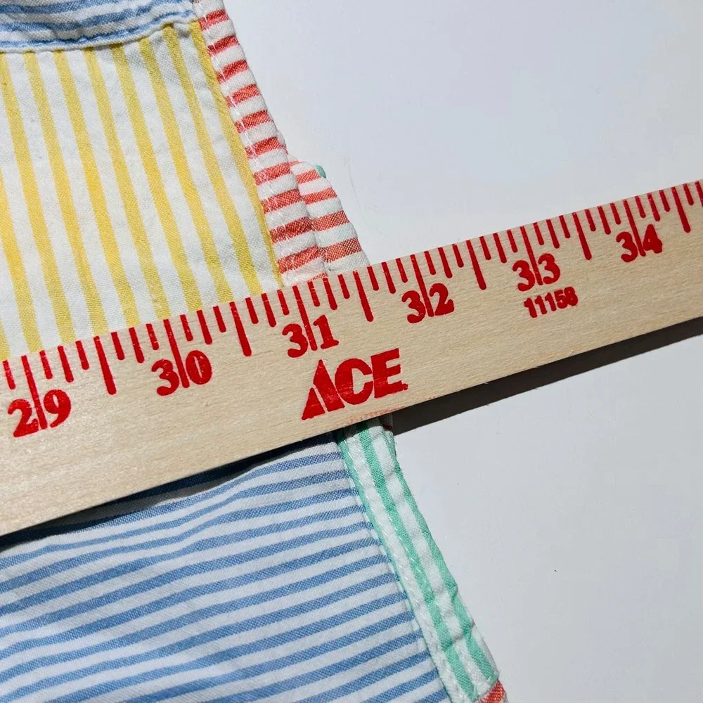 J. Crew XL Slim Seersucker Shirt Short Sleeve Button Down Multicolor Patchwork